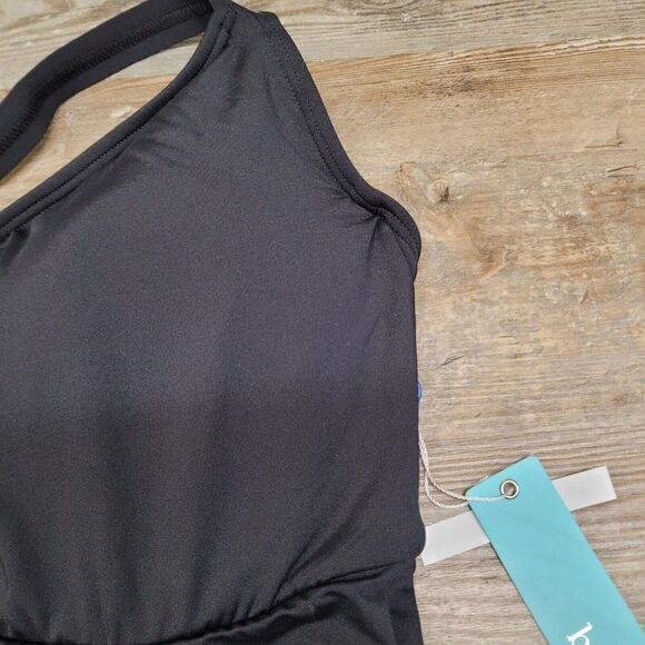 Birdsong Plus Size 20W Black Eco Onyx Sharkbite Underwire Tankini Swim Top Plus - Picture 8 of 13